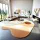 Handcrafted Beige Abstract Organic Modern Living Rug